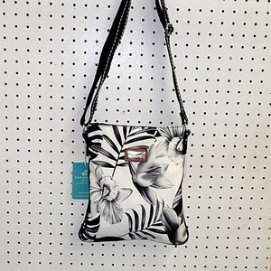 Black & White Orchid canvas purse. Sun N Sand.